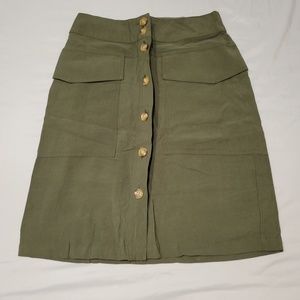 A New Day Army Green Button Down Straight Skirt with Pockets size 6